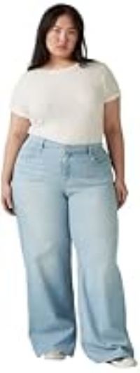 Levi/'s Women/'s PL 318 Shaping Wide Leg Jeans, Tall Glass of Water, 22