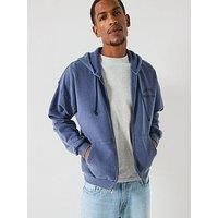 Levi'S Two Horse Cropped Fleece Zip Through Hoodie - Blue