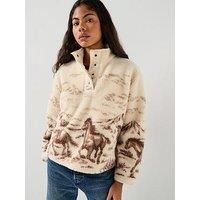 Levi'S Kasey Sherpa Pullover - Wild Horses Landscape For Outerwear - Whisper White/Beige