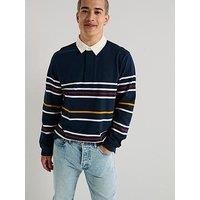 Levi'S Union Long Sleeve Striped Rugby Polo Shirt - Navy
