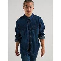 Levi'S Relaxed Fit Western Button Down Denim Shirt- Blue