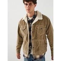 Levi'S Levis Relaxed Fit Sherpa Corduroy Trucker Jacket - Beige
