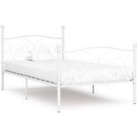Bed Frame with Slatted Base White Metal 90x200 cm