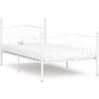 Bed Frame with Slatted Base White Metal 90x200 cm