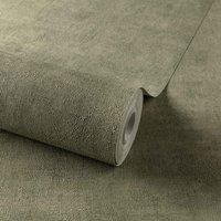 Grandeco Annabella Distressed Plaster Textured Wallpaper Deep Sage Green