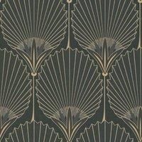 Grandeco Nile Palm Art Decor Cream Black Or Teal Wallpaper Vinyl