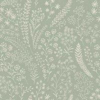 Grandeco Astrid Trail Green Or Grey Floral Botanical Wallpaper Vinyl
