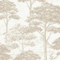 Grandeco Etched Tree Toile Textured Wallpaper Neutral, Cream