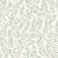 Maison Green Pink Floral Wallpaper Grandeco Paste The Wall White Vinyl Textured