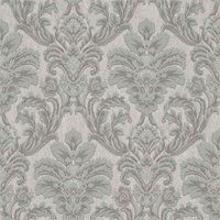 Grandeco Atessa Luxury Embossed Damask Silver Wallpaper