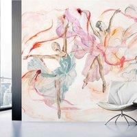 Grandeco Ballet Dancers 7 Lane Wallpaper Mural 2.8 x 3.71m - Pink