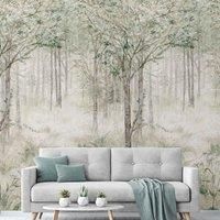 Grandeco Fairytale Trees Green 3 Lane repeatable Mural 2.8 x 1.59m ML2801
