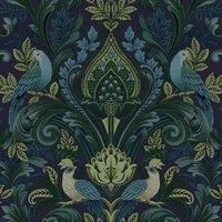 Grandeco Arcadia Green Wallpaper Birds Leaves Naturistic Textured Paste The Wall