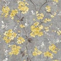 Paul Moneypenny Anethe Blossom Charcoal Ochre Wallpaper Paste The Wall Vinyl