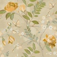 Grandeco Life Lola Yellow Wallpaper A68802 - Hand Painted Floral Trail