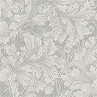 Grandeco Life Rossetti Grey Wallpaper A68901 - Traditional Classical Scroll