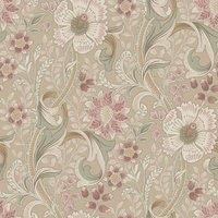 Grandeco Boutique Traditional Floral Trail Pvc-free Eco Wallpaper Taupe Pink