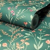 Grandeco Boutique Sprig Leaf Pvc-free Eco Wallpaper Green