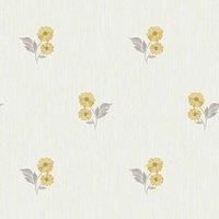 Grandeco Life Clematis Sprig Yellow Wallpaper A73102 - Textured Vinyl Floral