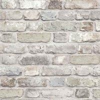 Grandeco Industrial Rustic Neutral Brick Textured Wallpaper 10m x 53cm, Multi