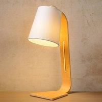 Lucide White wood Nordic table lamp with fabric shade