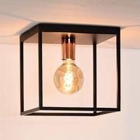 Lucide Flush Ceiling Light, Metal, E27, 40 W, Black, Copper