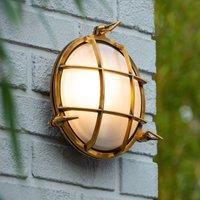 Lucide Dudley outdoor wall light, flat/round, brass