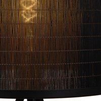 Lucide Tagalog floor lamp made of bamboo, black, tripod