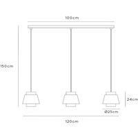 Lucide Tribute pendant light, 3-bulb, linear, textile, beige