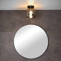 Lucide Tyler bathroom ceiling light, black/smoke grey