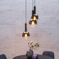 Lucide Marius hanging light glass lampshades black 3-bulb