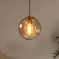 LUCIDE Monsaraz Retro Pendant Light - Ø25cm - 1xE27 - Amber