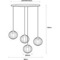 Lucide Monsaraz pendant light, green/amber, E27, 4-bulb