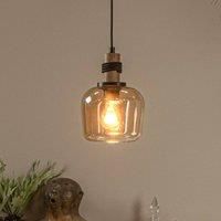 Lucide Ilona pendant light, glass, 18 cm, black/amber, 1-bulb