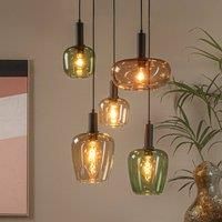 Lucide Ilona pendant light, glass, multicoloured, 45 cm, 5-bulb