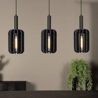 Lucide Rafal textile pendant light, grey, angular, 3-bulb