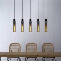 Lucide Orlando pendant light, smoky grey, five-bulb