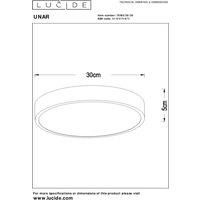 LUCIDE UNAR - Deckenleuchte - Ø 30 cm - LED Dim. - 1x18W 2700K - 3 StepDim - Schwarz