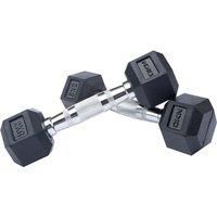 DKN Cast Iron Rubber Encased Hex 2-30kg Weights Hexagonal Dumbbells Single & Set