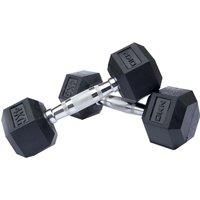 DKN Cast Iron Rubber Encased Hex 2-30kg Weights Hexagonal Dumbbells Single & Set