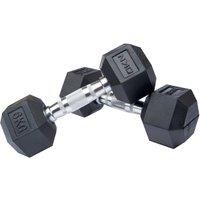 DKN Cast Iron Rubber Encased Hex 2-30kg Weights Hexagonal Dumbbells Single & Set