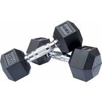 DKN Cast Iron Rubber Encased Hex 2-30kg Weights Hexagonal Dumbbells Single & Set