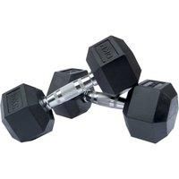 DKN Cast Iron Rubber Encased Hex 2-30kg Weights Hexagonal Dumbbells Single & Set