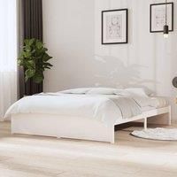 Bed Frame White Solid Wood 140x190 cm