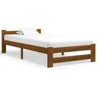 Bed Frame Honey Brown Solid Pine Wood 90x200 cm
