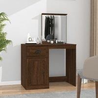 Berkfield Home Dressing Table with Mirror Brown Oak 90x50x132.5 cm Engineered Wood