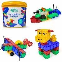 Clics construction toys, starter pack Bucket, 122 building blocks, 38 accessories and stickers, educational kids toys, STEM toys boys & girls from 3years, DURABLE TOYS made from RECYCLED PLASTIC