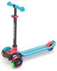 Chillafish Scotti Glow 3-wheel lean-to-steer scooter with light-up wheels, twintip antislip deck and brake, adjustable height handlebars, comfy handgrips, for all ages 3 and up, blue