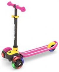 Scotti GLOW - 3-wheel lean-to-steer scooter with light-up wheels and twin-tip deck Pink