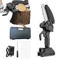 21V Portable 6 inch Mini Chainsaw Cordless Handheld Electric Pruning Saw with Safety Lock